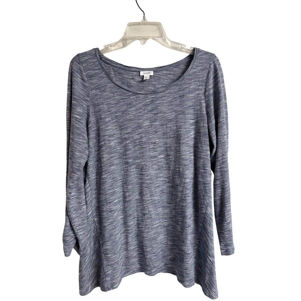 Pure Jill J. Jill Women Blue Gray Marled Tunic Top Long Sleeve Size Medium